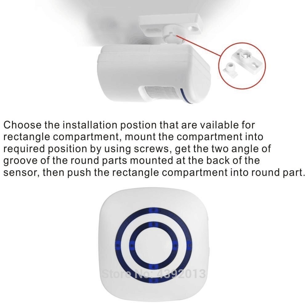 Wireless Motion Sensor Detector Gate Entry Door Bell Welcome Chime Alert Alarm EU Plug Smart Home Security Driveway Alarm