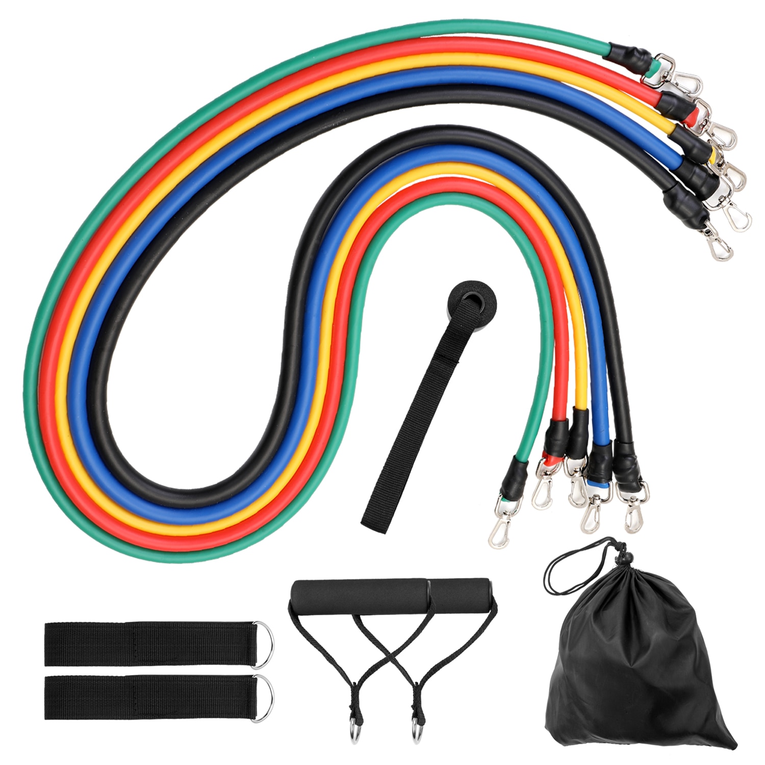11Pcs/Set Latex Resistance Bands Gym Door Anchor Ankle Straps With Bag Kit Set Yoga Exercise Fitness Band Rubber Loop Tube Bands