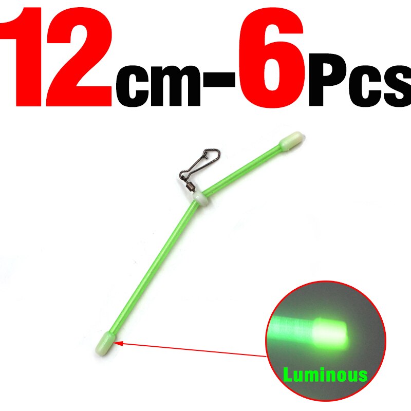 Mnft 6 stk anti-tangle bomme havfiskegrej plastrør balancebeslag lysende fiskegruppe fiskesnøre pesca: Str. 12cm 6 stk