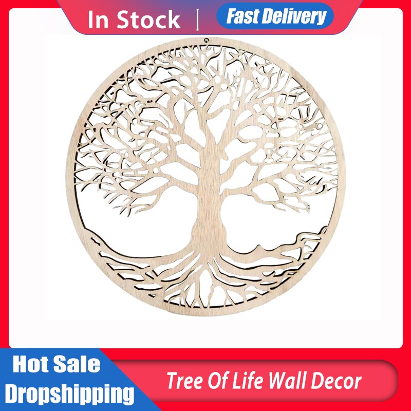 Tree Of Life Wall Decor Art Craft Making Sacred Geometry Ornament Wooden Hanging Artwork Round Wallpapers Home Decoration