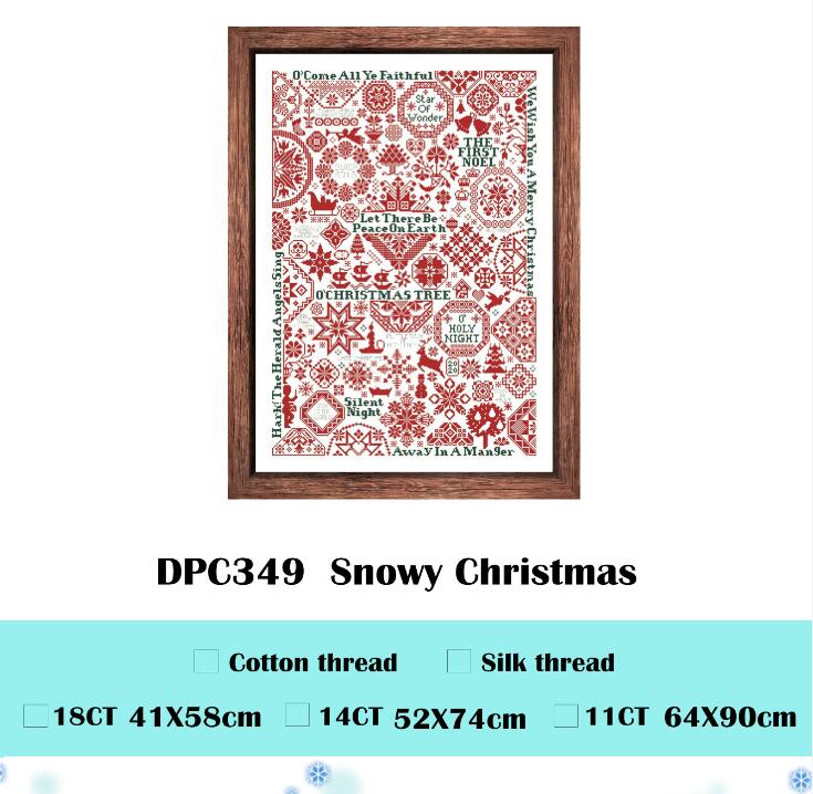 Snedækket jul krydssting kits simpelt mønster aida stof 18ct 14ct 11ct tæller hvidt lærred bomuldstråd broderi: Bomuldstråd / 18ct unprint-lærred