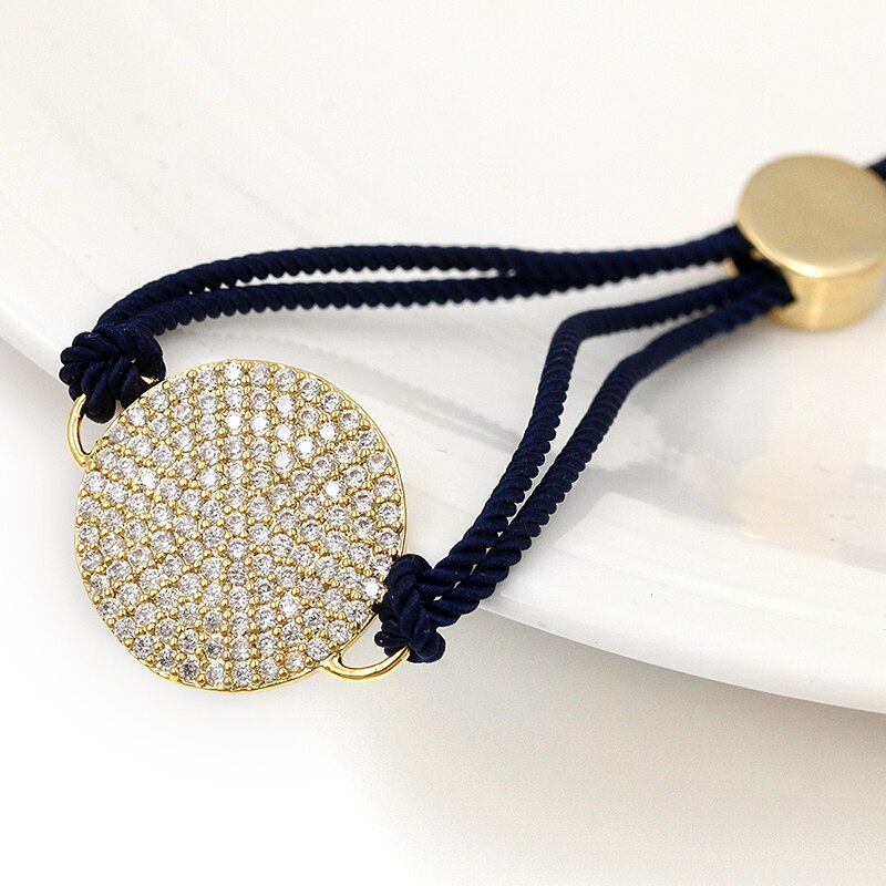 WEIMANJINGDIAN Rope Chain Cubic Zirconia Pave Round Bracelets with Adjustable Slide Lock for Men or Women in Various Colors