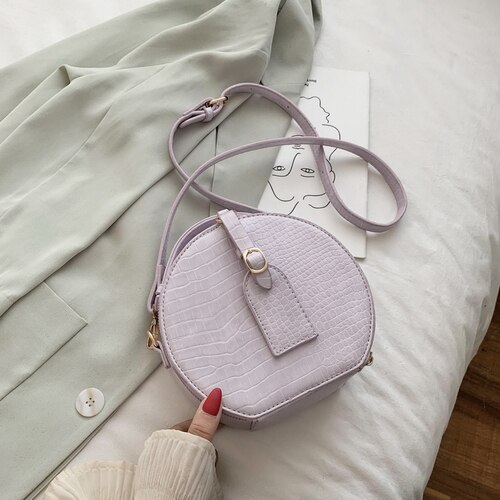 Ronde Tas Steen Pu Lederen Crossbody Tassen Voor Vrouwen Schoudertas Vrouwelijke Handtassen En Portemonnees Sac A Main Femme: BigPurple