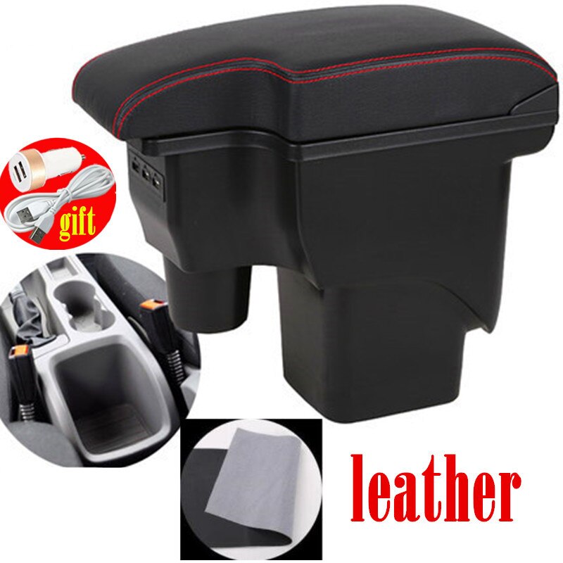 Für Ford Fokus 2 armlehne Kasten mk2 Auto zubehör nterior nachrüsten teile Ford Fokus 2 Auto Armlehne Kasten Zentrum Speicher Kasten USB: rot Linie Leder