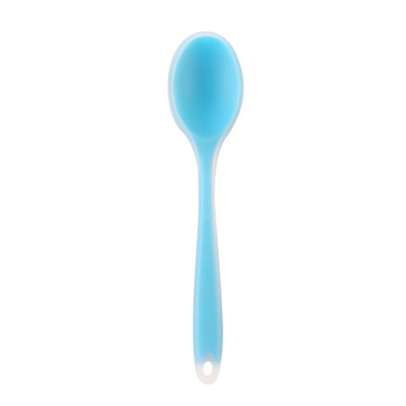 Silikone ske non-stick tilfældig farve høj temperatur ske silikone rustfrit stål padle spiseskeer: A-blå