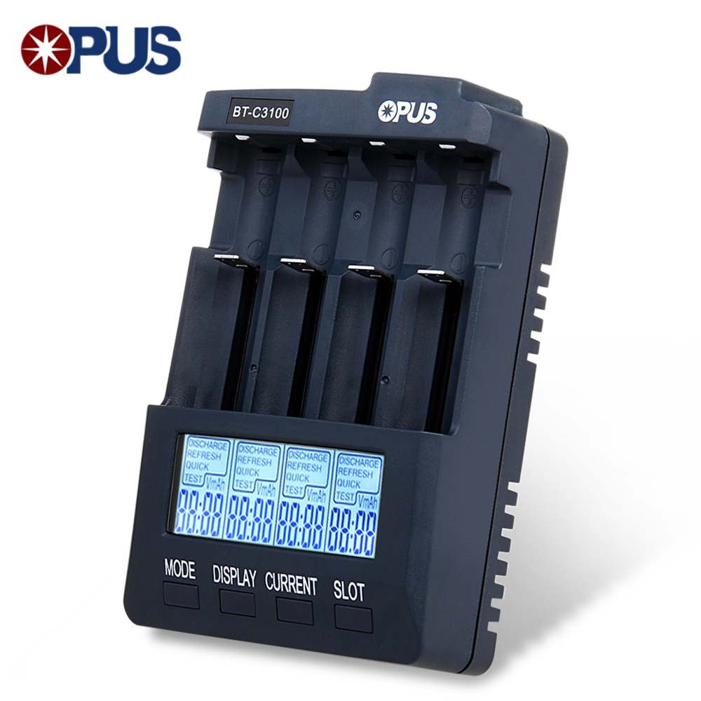 Originele Opus BT-C3100 V2.2 Digitale Intelligente 4 Slots LCD Batterij Lader Lcd-scherm Li-Ion NiCd NiMh Acculaders