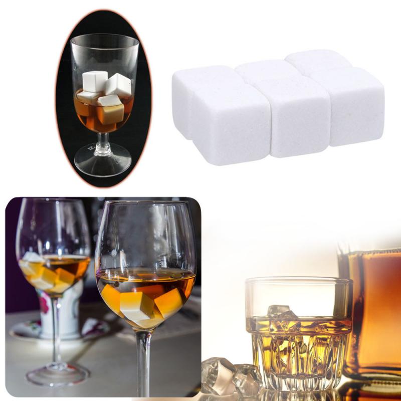 6pcs Whiskey Stones Sipping Ice Cube Cooler Reusable Whisky Ice Stone Whisky Natural Rocks Bar Wine Cooler Party Wedding