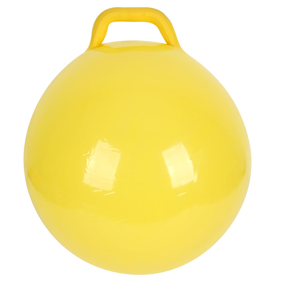 Pure Color Inflatable Bouncing Ball Kids Jumping Hop Ball Jumping Balls with Handle for Adults Children Exercise Toy: YELLOW