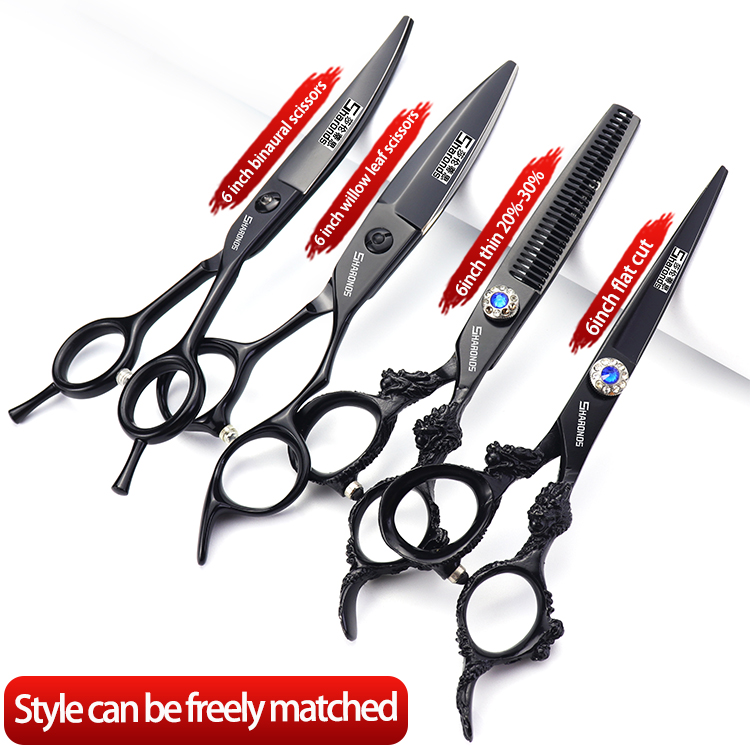 6- inch echte haarschaar, exclusief voor kappers in de kapsalon, tondeuseset met platte tanden, haarknipgereedschap