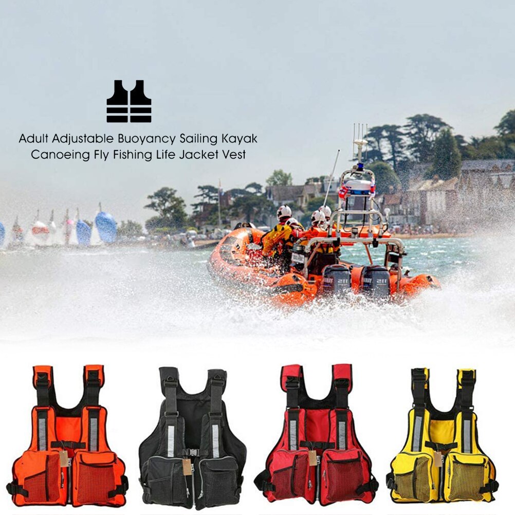 Chaleco salvavidas ajustable para adultos, salvavidas seguro para navegar, Kayak, canoa, pesca con mosca, ayuda acuática, con múltiples bolsillos