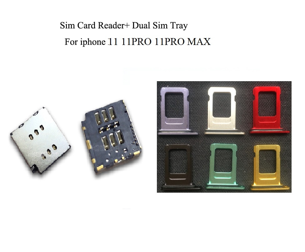1 Set/partij Dual Sim Kaartlezer Zonder Flex Kabel + Dual Sim Lade Voor Iphone 11 11pro Max Kleuren