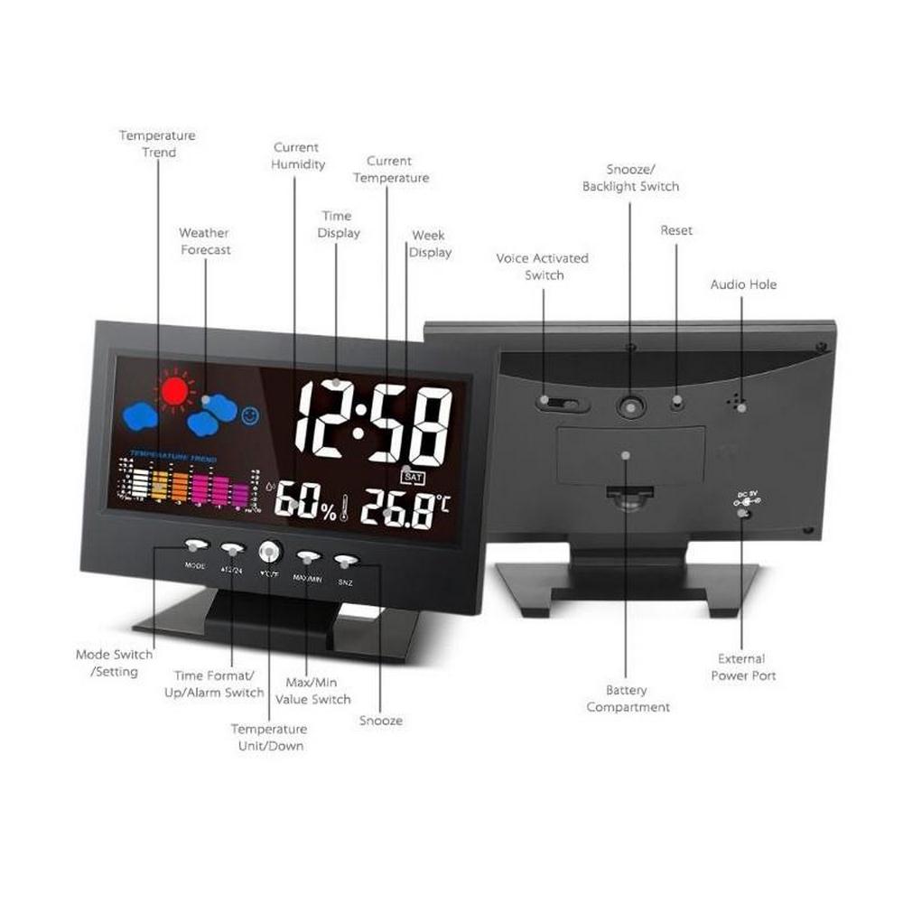 Woonkamer Wandklok Elektronische Klok Led Projectie Klok Met Afstandsbediening Subwoofer Projectie Klok Met Adapter: Weather clock