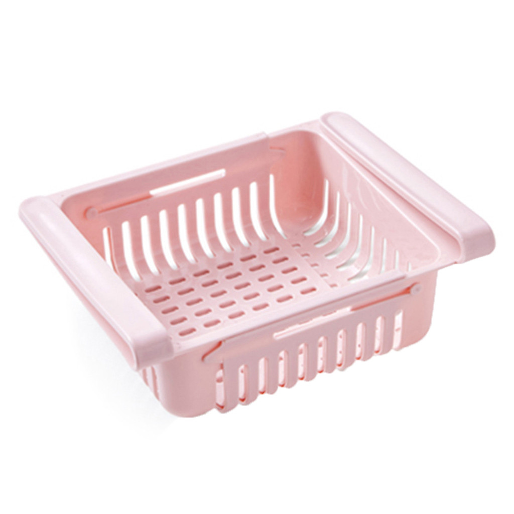 4Pc Intrekbare Organiseren Rack Pull-Out Koelkast Opbergdoos Houder Voedsel Organizer Lade Plank Keuken Benodigdheden!: Pink 