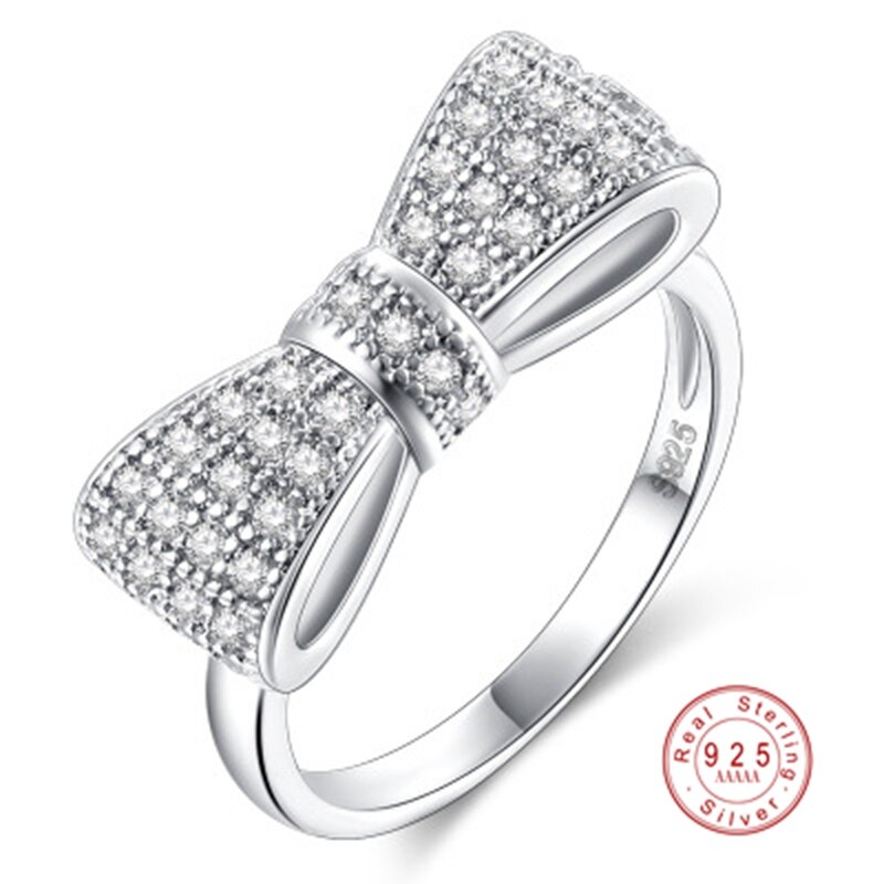 Mode Zilveren Kleur Exquisite Mode Strikje Wedding &amp; Engagement Ring Gemaakt Met Zirconia Voor Vrouwen Sieraden