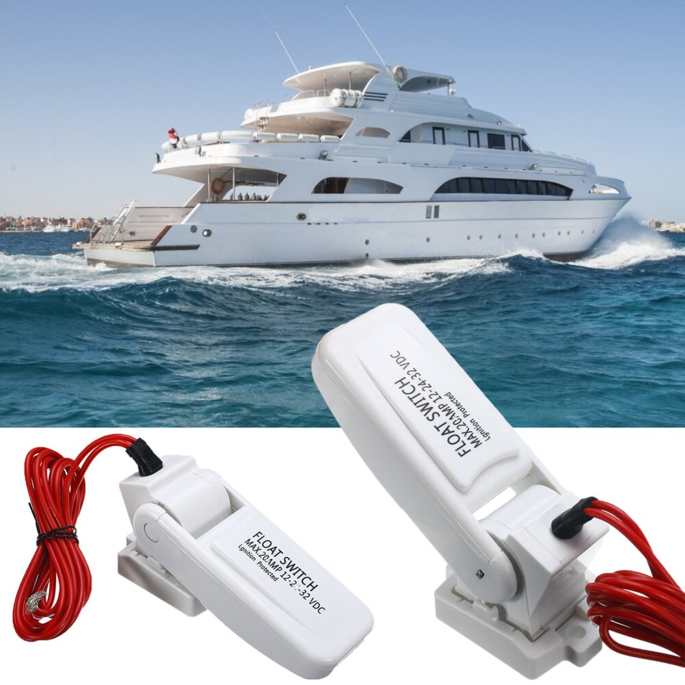 White Automatic Electric Boat Marine Bilge Pump Float Switch Water Level Controller DC Flow Sensor Switch
