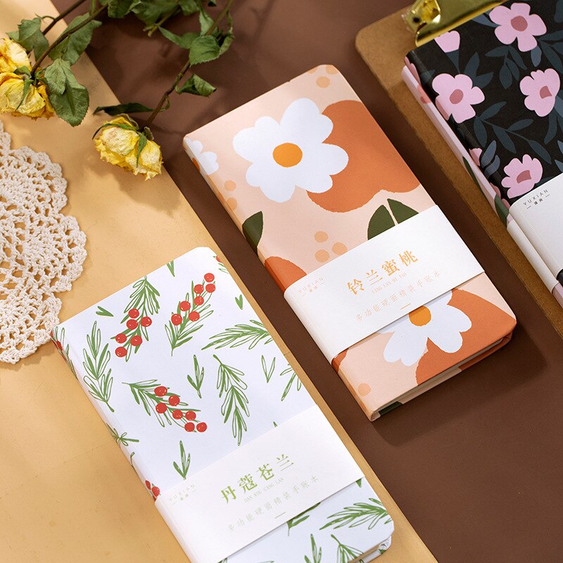 "Young Flowers" Hard Cover Diary Monthly Weekly Planner Agenda Scheduler Beautiful Journal Pocket Memo
