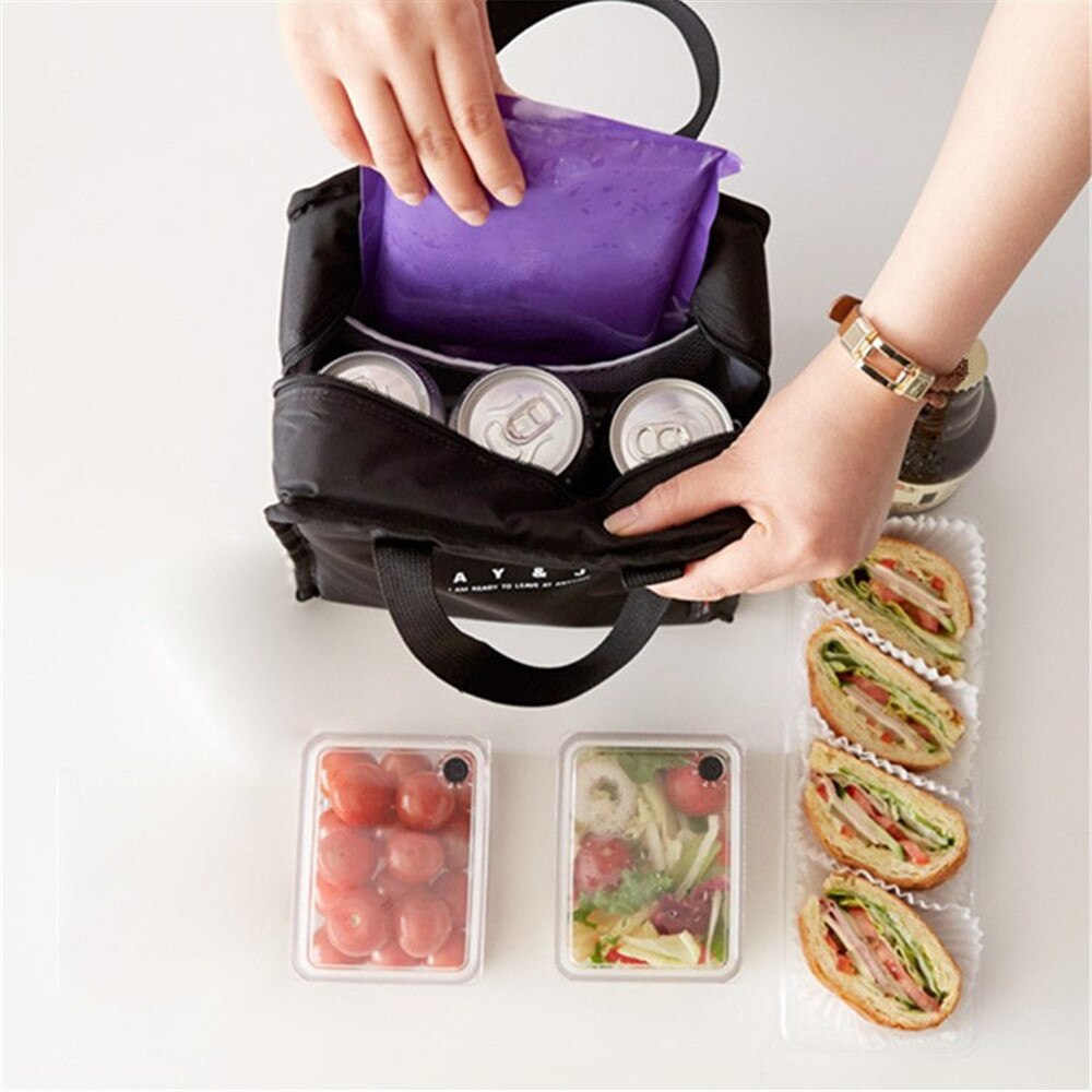 Bolsa de almoço dobrável portátil, sacola feminina, organizadora para almoço, suporte de almoço, recipiente de armazenamento de alimentos, bolsa para carregar alimentos