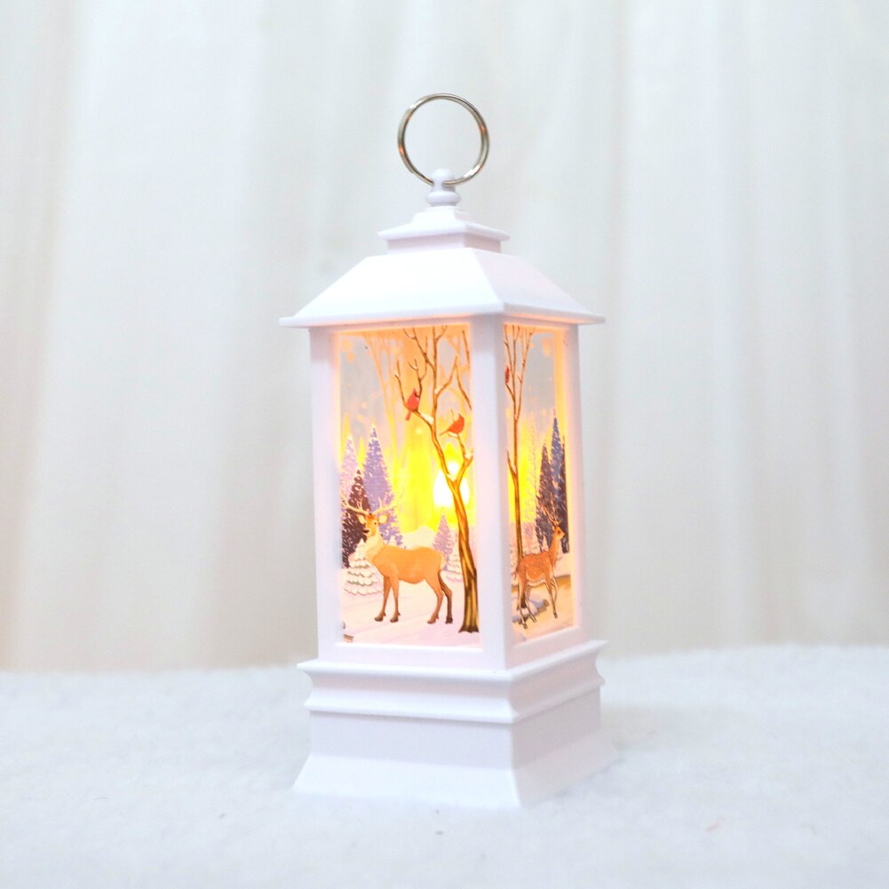Bougies chauffe-plat LED, cage à bougies de noël avec support, chandelier imprimé Elk père noël pour décoration de noël