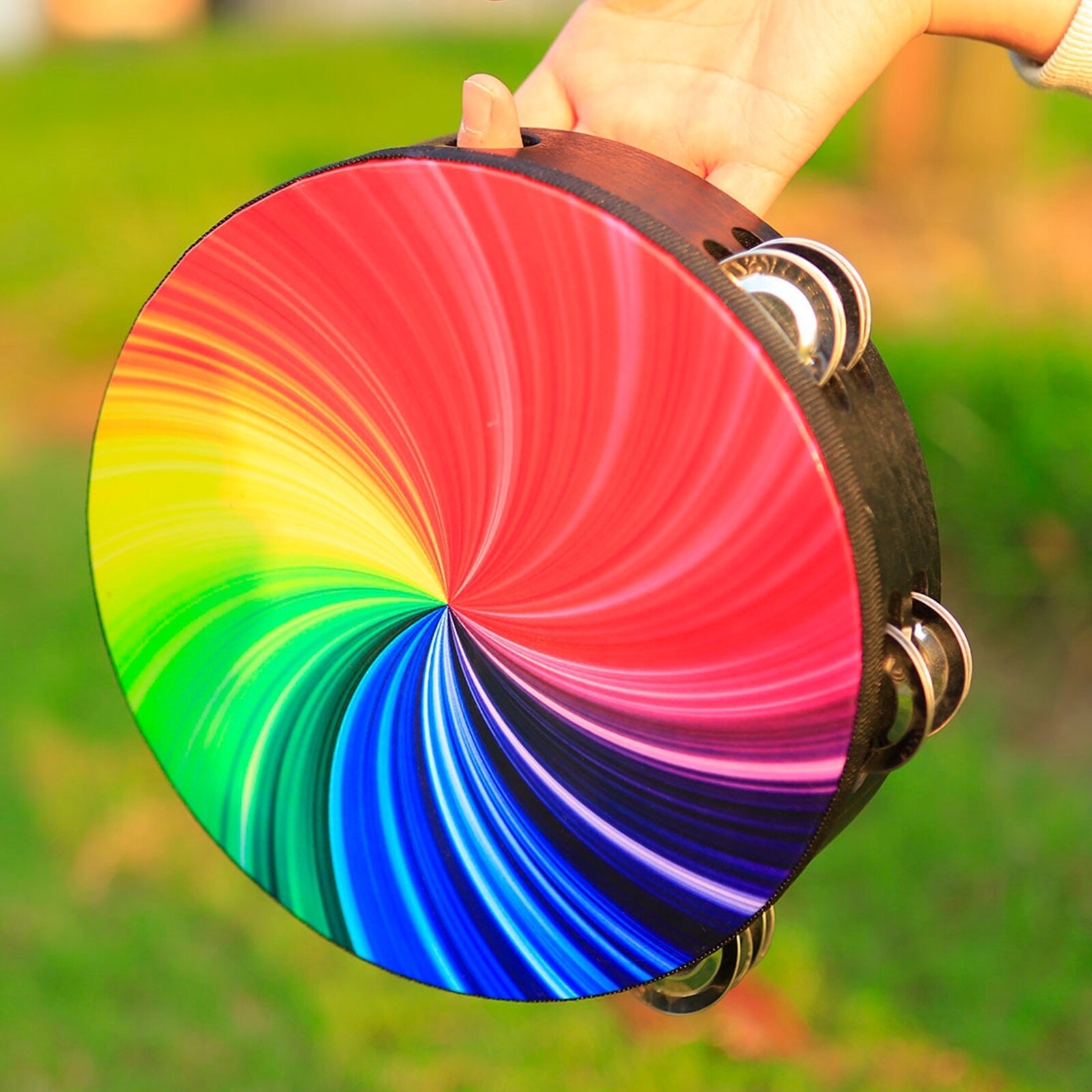 8" Tambourine with Double Row Jingles Music Learning Instuments Home Party Play Toys