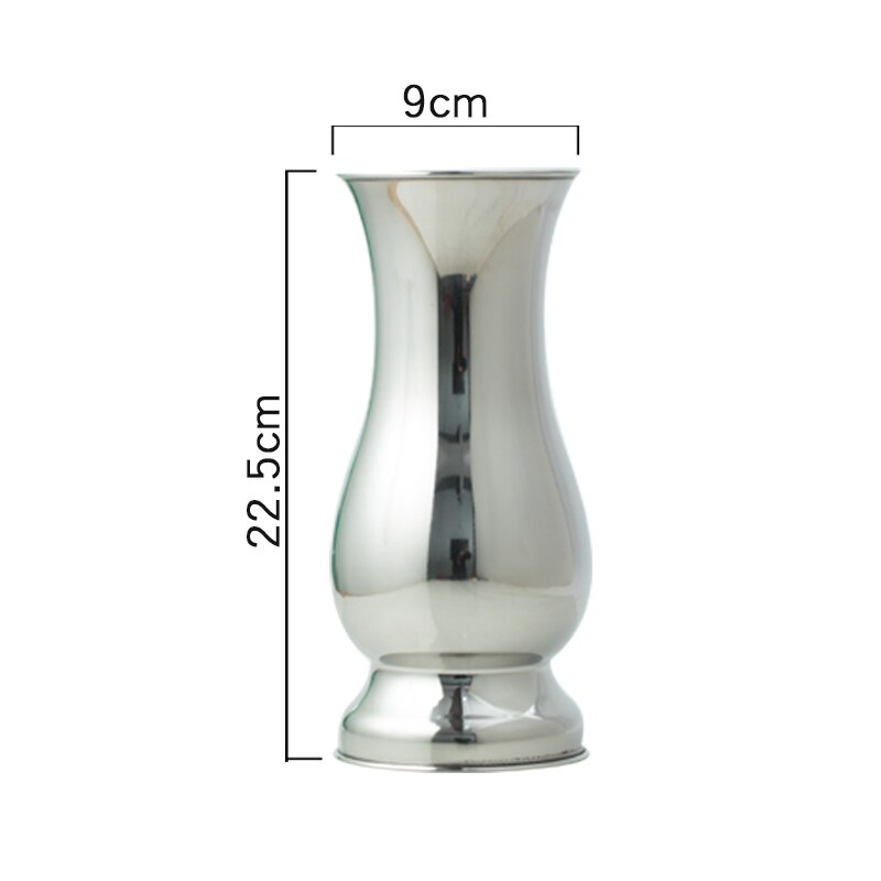 Chinese Stijl tafelblad Vazen Moderne Minimalistische Mode Ornamenten Ambachten Decoratieve Roestvrij Staal Vaas metalen Vazen: 3.5inch Silver