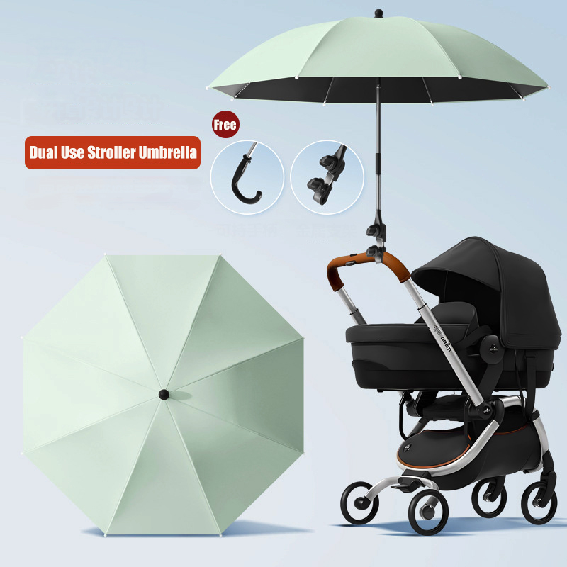 Clip-on Universele Baby Parasol 85 cm Diameter 2 in 1 Kinderwagen Paraplu Voor Zonnescherm Regenbestendig kinderwagen Accessoires: GRIJS