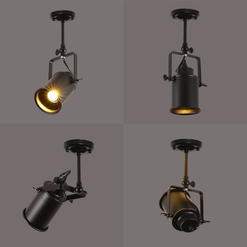 Artpad American Vintage Retro E27 COB LED Spotlight Ceiling Rotatable 5W Rail Track Light Fixture For Coffee Clothes Shop Decor