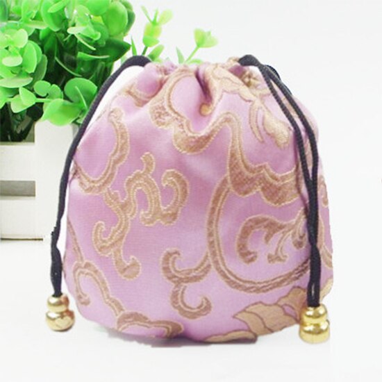 Silk Drawstring Pouch Drawstring Ethnic Style Jewelry 1 Pcs Bags Embroidery Jewellery Pouch Brocade Box Small Trick Colorful: Light purple