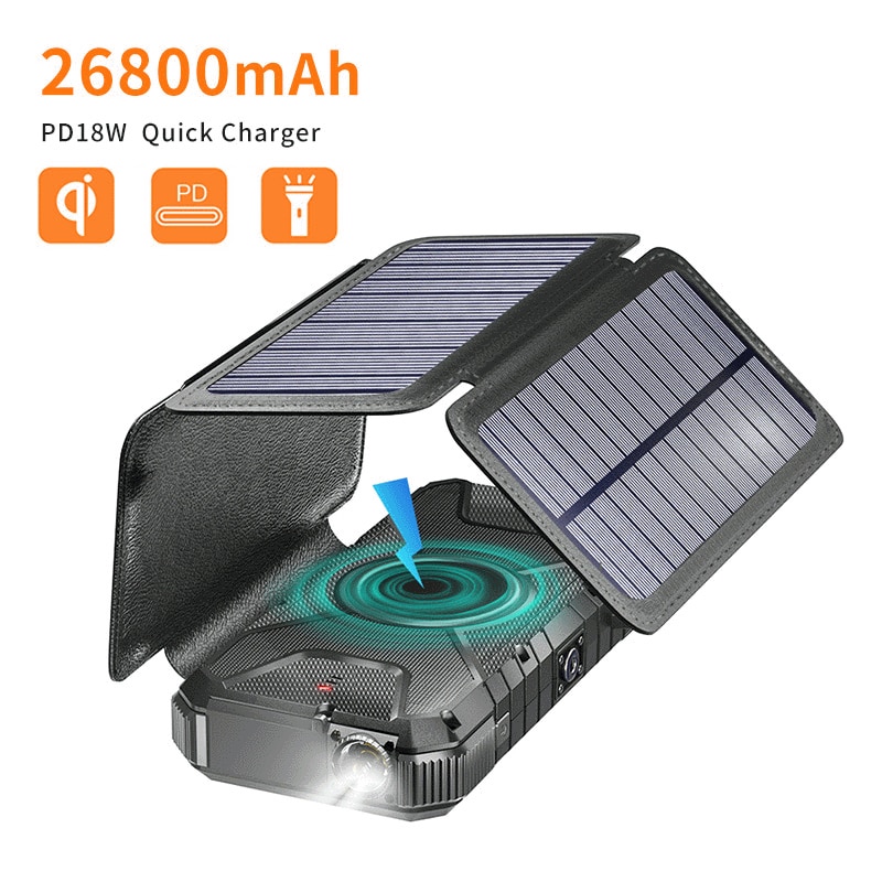 Camping Lamp Zonne Mobiele Power Draagbare 20000 Mah Draadloze Opladen Schat Tent Lamp Outdoor Solar Light Camping Lantaarn