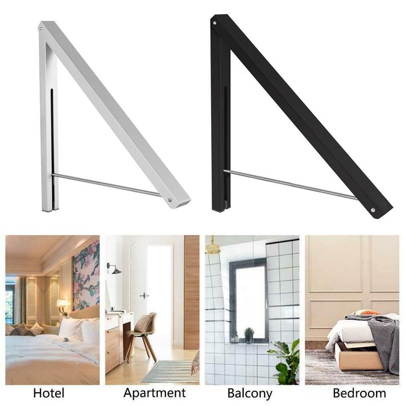 Wall Mounted Retractable Drying Rack Folding Collapsible Triangular Cloth Storage Laundry Room Indoor Outdoor Hang Rod