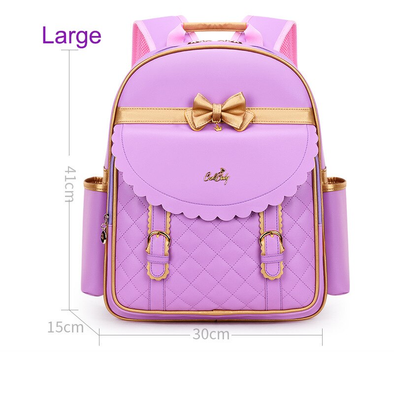 Ortopédico de la escuela primaria de los niños mochilas cartera para chicas encantadoras Grado 1-3-6-Mochila Infantil princesa Mochila: Purple Large