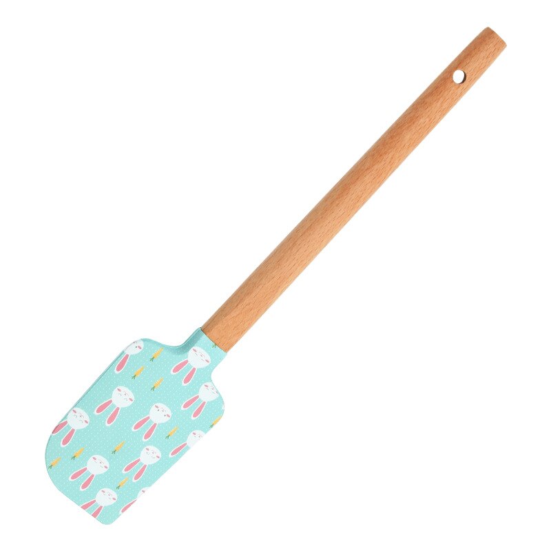 Silicone Cake Cream Spatula Butter Cake Bread Spatula Wooden Handle Cake Scraper Edge Smoother Decorating Kitchen Accessories: B