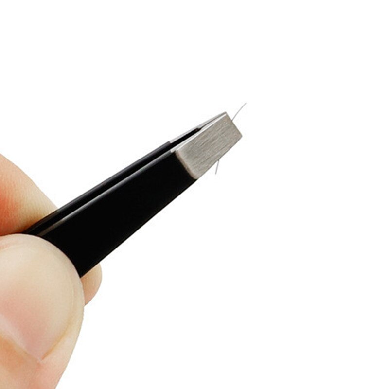 Pinzas negras para cejas, pinzas de acero inoxidable, pinzas para el pelo, recortador de cejas, herramientas de belleza, 1 Uds.