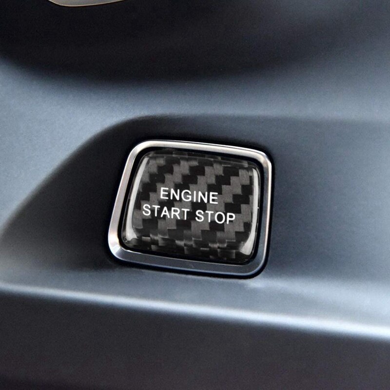 for Chevrolet Camaro Carbon Fiber Car Engine Start Stop Switch Button Trim Cover Stickers Accessories