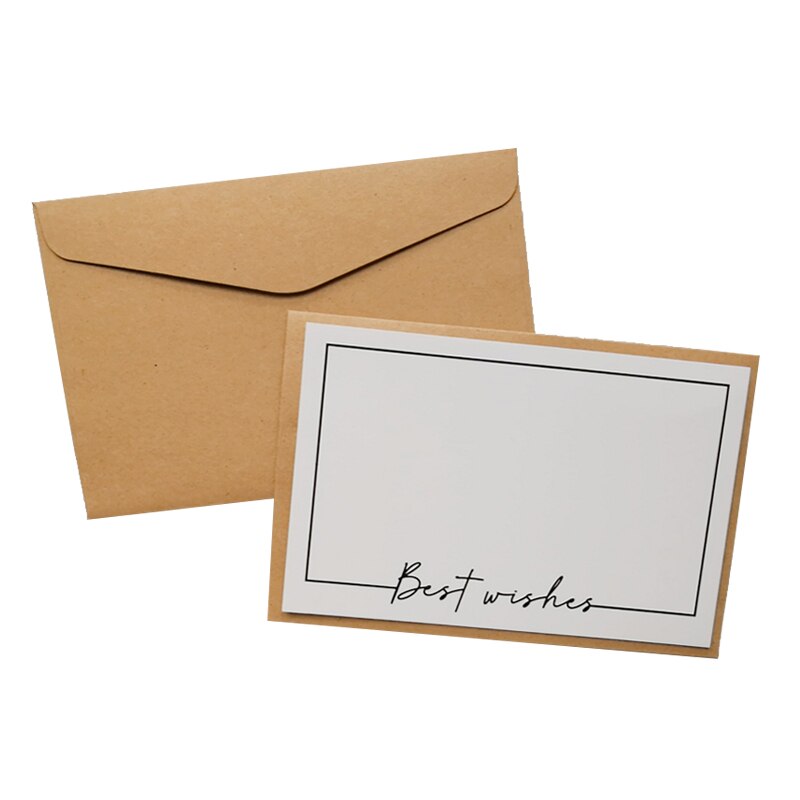 5set DIY handwritten Blank greeting Paper Cards Birthday Greeting Card with envelope wedding invitations: best wish 5