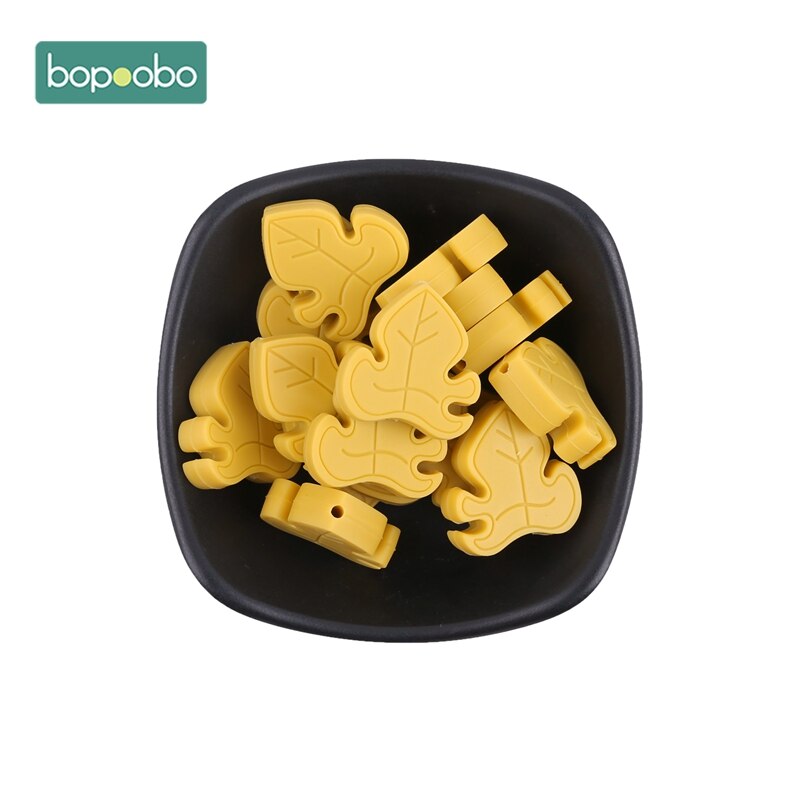 Bopoobo Silicone Teether Bead 10pcs BPA Free Silicone Turtle Leaf Beads Silicone Beads Baby Teething Beads Baby Teether: Mustard