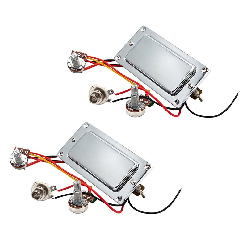 2X Electric Guitar Prewired Double Coil Humbucker Guitar Pickup Harness Kit with 500K Potentiometer Volume Tone Pots: Default Title