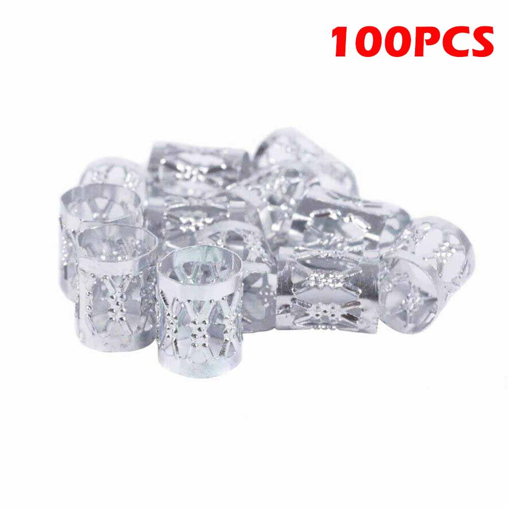 Anillos de pinza para el pelo para rastas, trenzas de pelo ajustables multicolores doradas y plateadas, cuentas para puños, horquilla, joyería, accesorios para adornos para el cabello: Lavanda