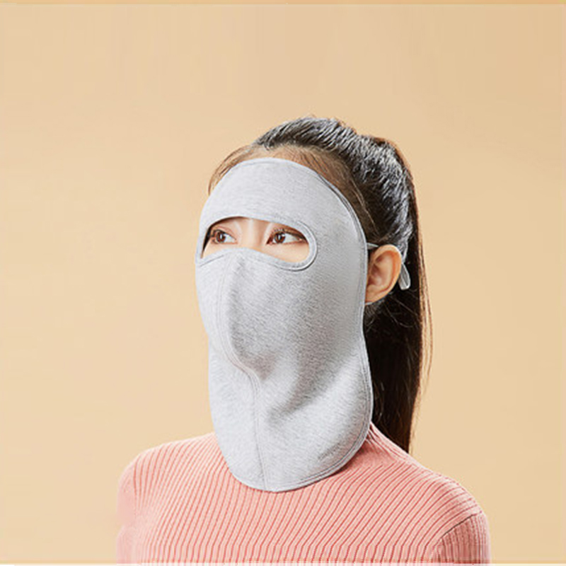 Ohsunny Winter Windproof Full Face Mask With Neck Protection Solid Color Tenel Soft Keep Warm Sunscreen Facemask For Cycling: Grey