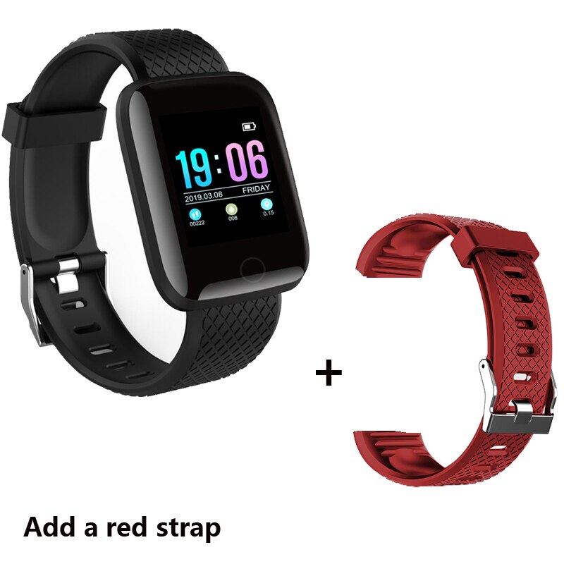 2020 di Sport Intelligente Orologio Delle Donne Degli Uomini di Pressione Sanguigna Smartwatch Salute Impermeabile Della Vigilanza Del Braccialetto Intelligente Per Android IOS Huawei Xiaomi: Add a red strap