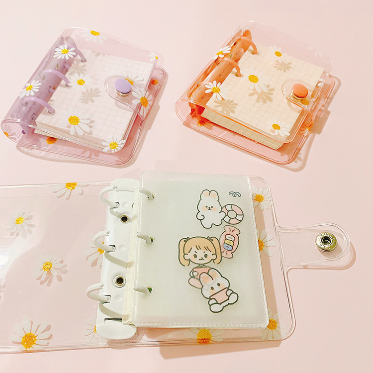 Mini classeur à anneaux avec marguerite, 80 feuilles, Kawaii, carnet de notes, Agenda, Agenda, papeterie scolaire