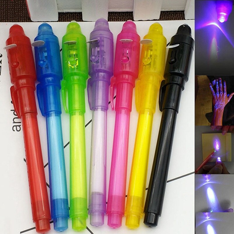 Luminous Light Pen Magic 2 In 1 UV Black Light Drawing Invisible Ink Pen Office School For Child Random Color