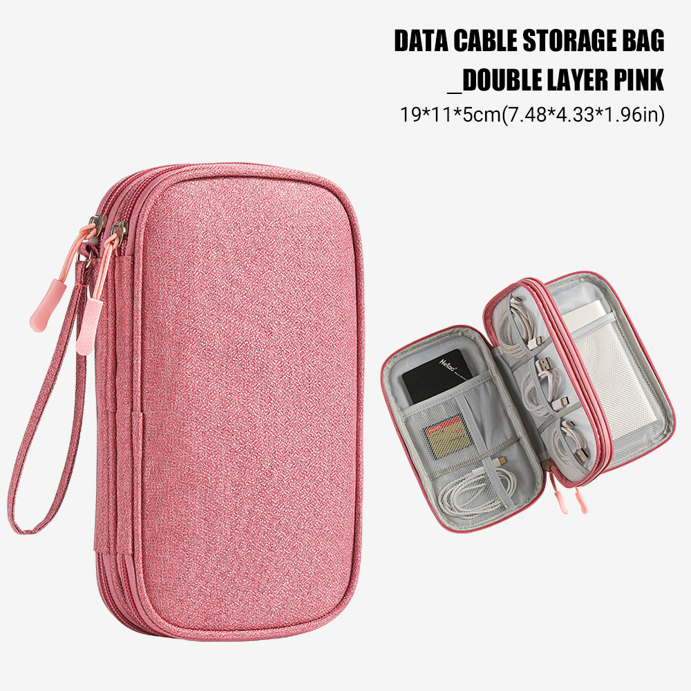 Sac de rangement de voyage pour cordon de câble, sac de rangement de câble de données de chargeur USB, étui de transport Portable étanche, sac de rangement multicouche: green