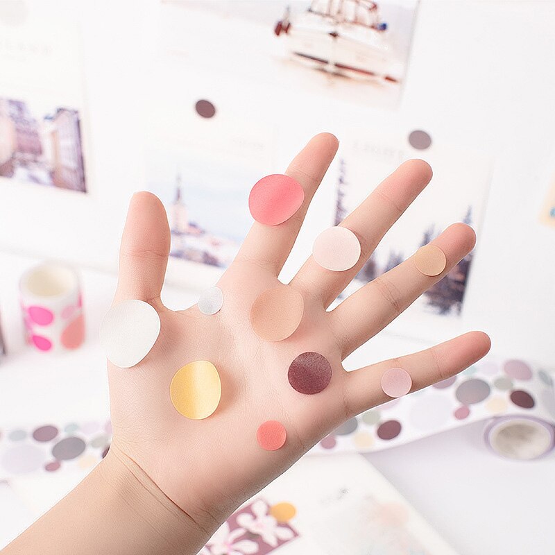 5cm*3m Colored Round Washi Tape Kawaii Dots Label Masking Tape Decorative Adhesive Tape Sticker Scrapbooking Sealing Stationery