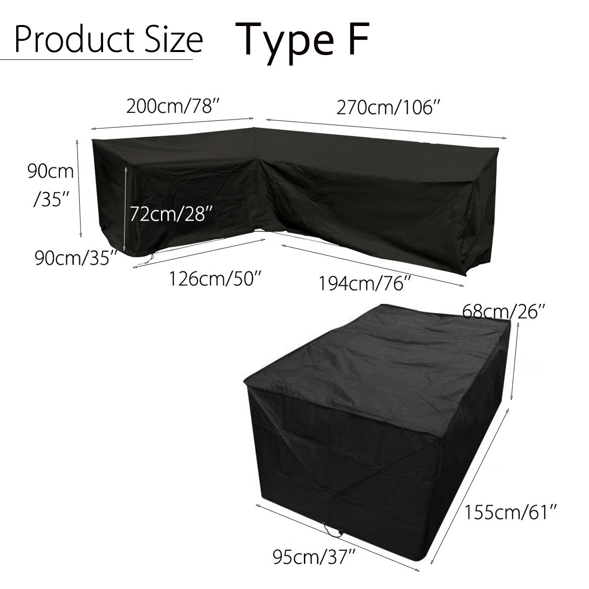 Juegos de tela impermeable para muebles de exterior, cubierta protectora de poliéster a prueba de polvo, para sofá, color negro