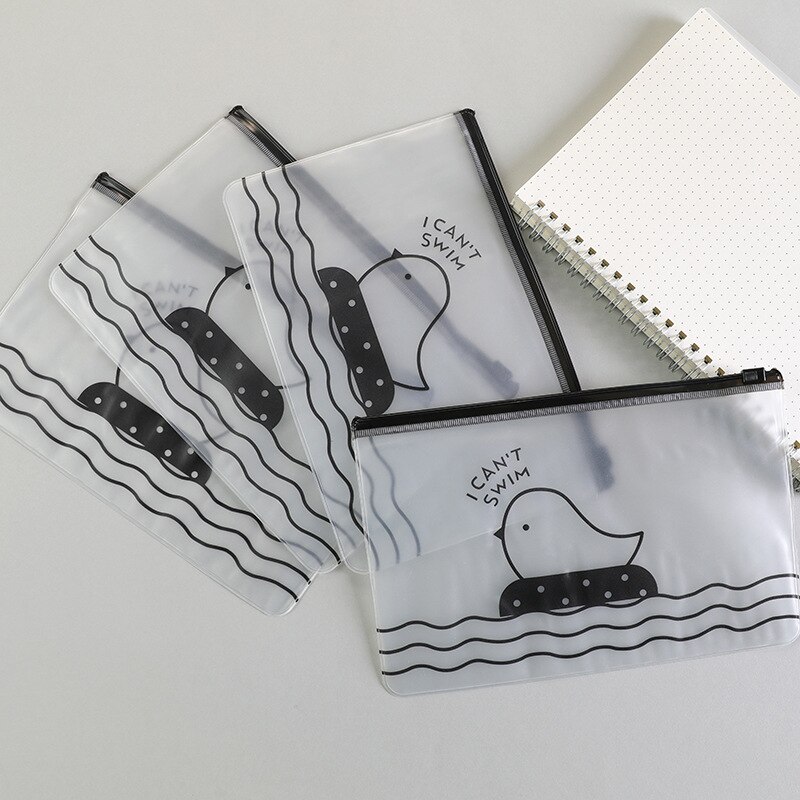 1 Pieces Korea School Stationery Lovely Cute Kawaii PVC Envelope Transparent Bag Chicken Translucent Folder Pencil Case