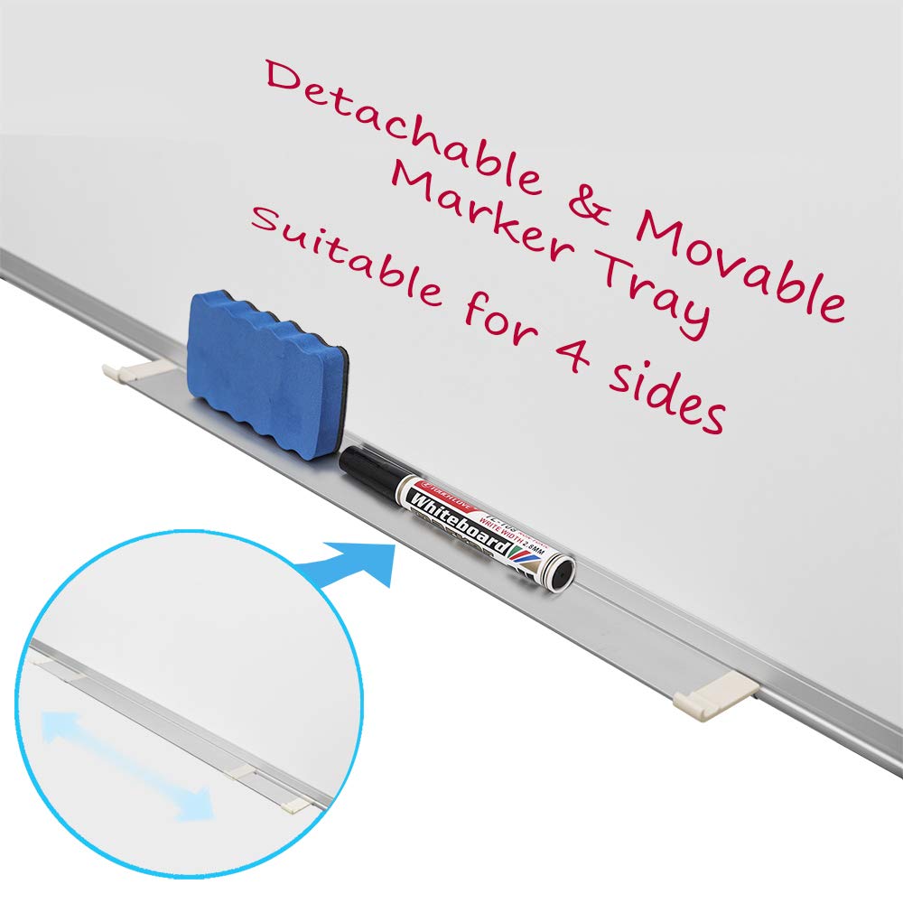 Magnetic Dry Erase Board, 60x60cm(24 X 24 Inches) Magnetic Whiteboard, Silver Aluminum Frame with Detachable Marker Tray