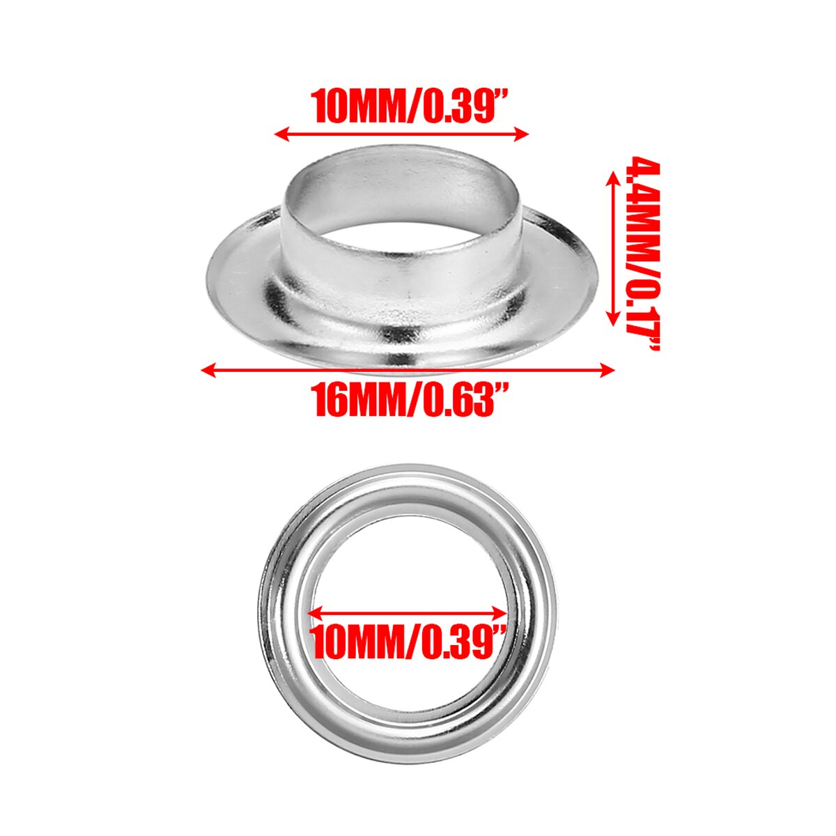Conjunto de ojales de Metal 100 Uds. 10mm juego de anillos de ojales de Metal con varillas perforadoras de montaje para manualidades de cuero ropa suministros de costura