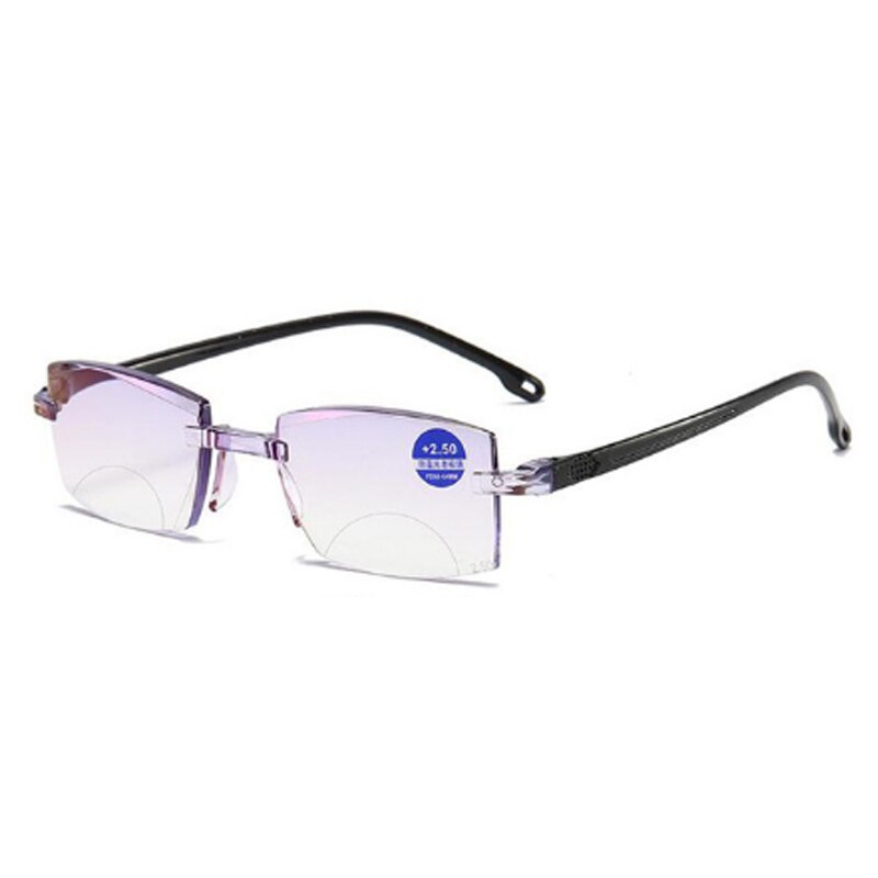Diamond Cut Bifocale Progressieve Leesbril Mannen Blauw Licht Blokkeren Multifocale Brillen Ultralight Randloze Brillen: 0 / Bifocal