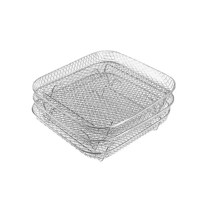 Estante de acero inoxidable para freidora de aire, herramientas de cocina, accesorios para barbacoa, parrilla, plato de freidora multicapa, estante para utensilios de cocina