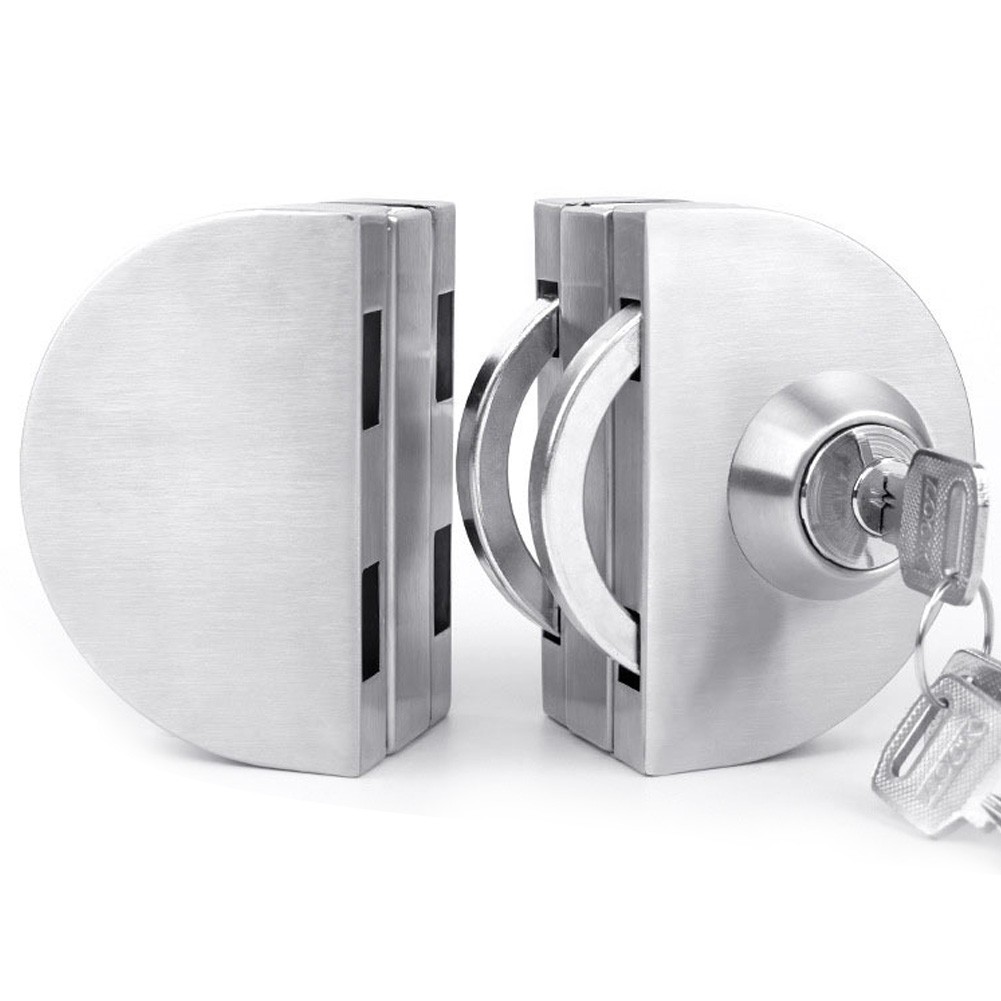 Niet-Geperforeerde Glas Lock Hardwarewith Sleutel Slot Enkele Deur Dubbele Deur Schuifdeur Lock Office Glijdende Klink Deurslot schakelaar